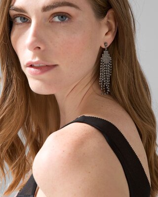 Hematite Fringe Chandelier Earrings