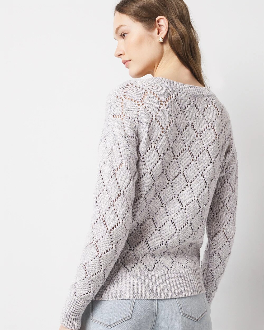 Pointelle Marled Shimmer Sweater - image 4