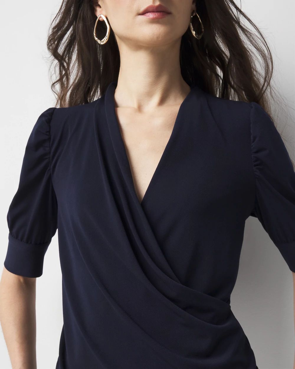 Ruched-Sleeve Surplice Top click to view larger image.