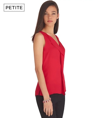 Petite Sleeveless Red Flounce Shell Top click to view larger image.