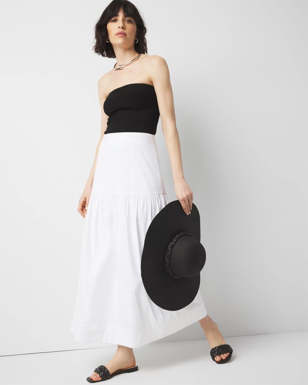 Poplin A-Line Maxi Skirt