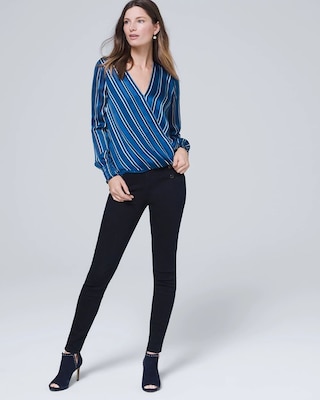 Stripe Surplice Blouse click to view larger image.