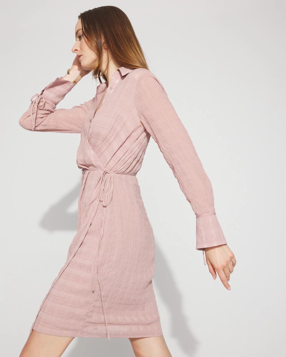 Tie-Detail Chiffon Shirt Dress