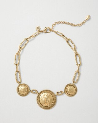 Goldtone Textured Coin Necklace
