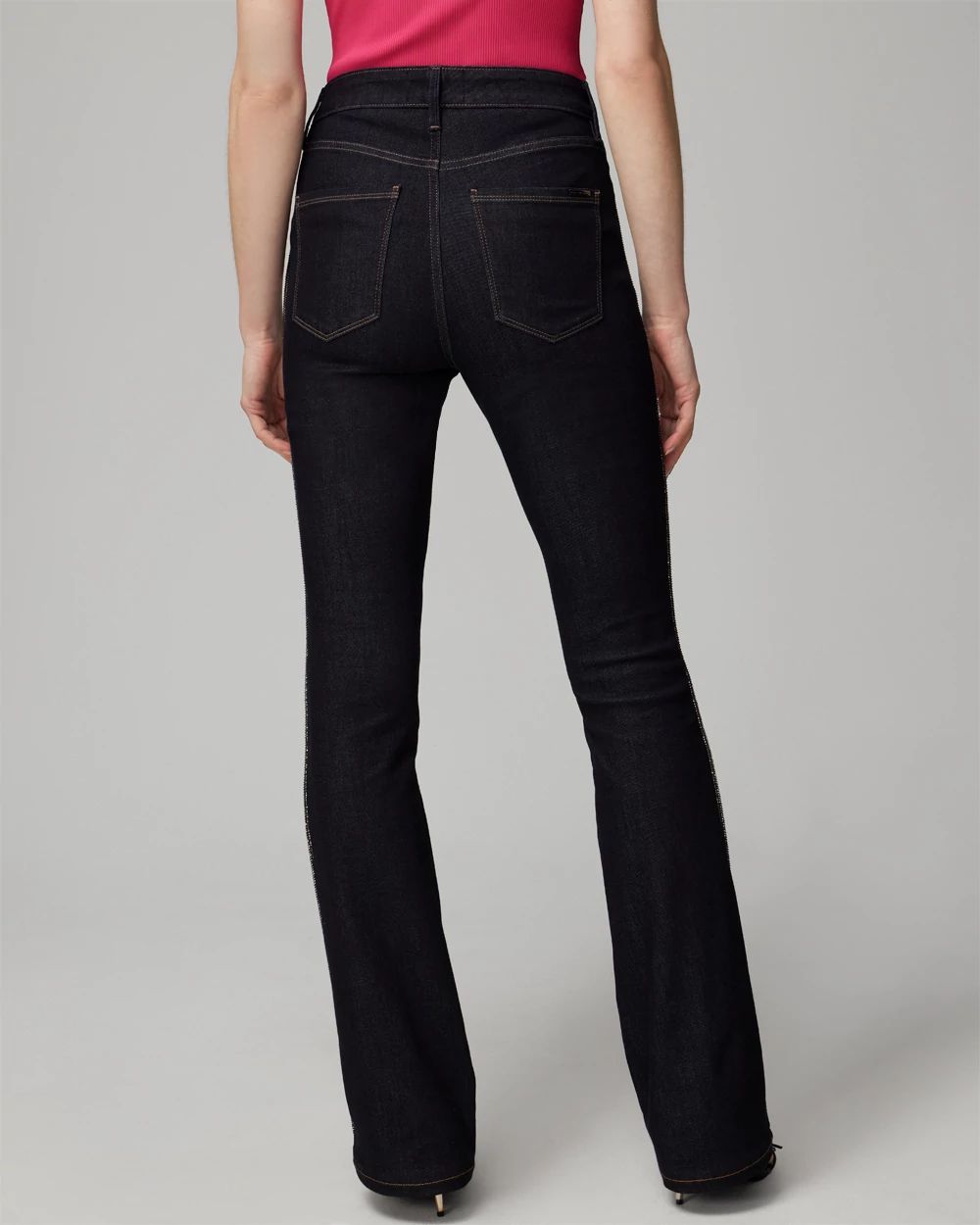 Petite High Rise Sculpt Embellished Flare Jeans click to view larger image.