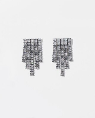 Hematite Clear Short Fringe Earrings