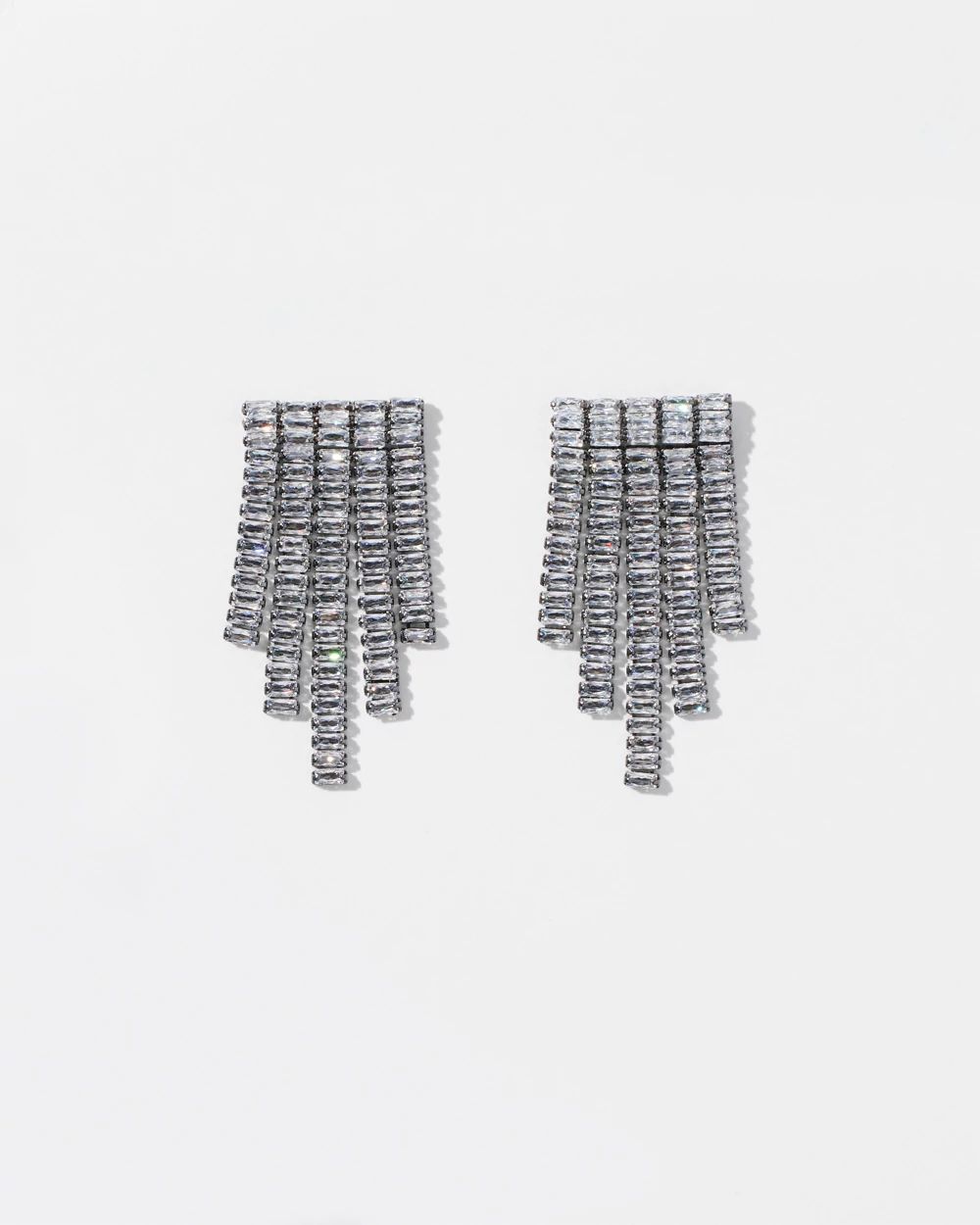 Hematite Clear Short Fringe Earrings