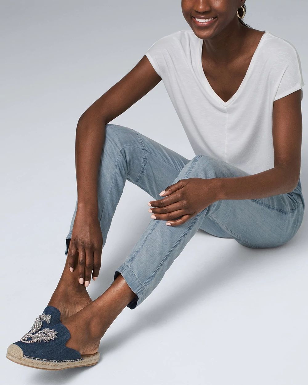 Mid-Rise Silky Soft Denim Tapered Ankle Jeans