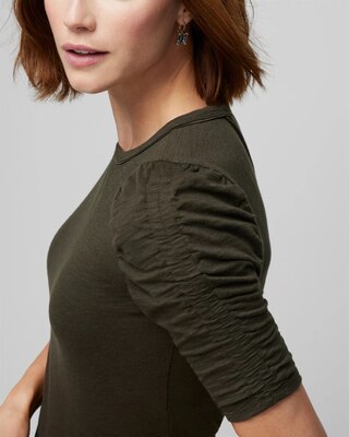 Shirred Sleeve Crewneck Tee