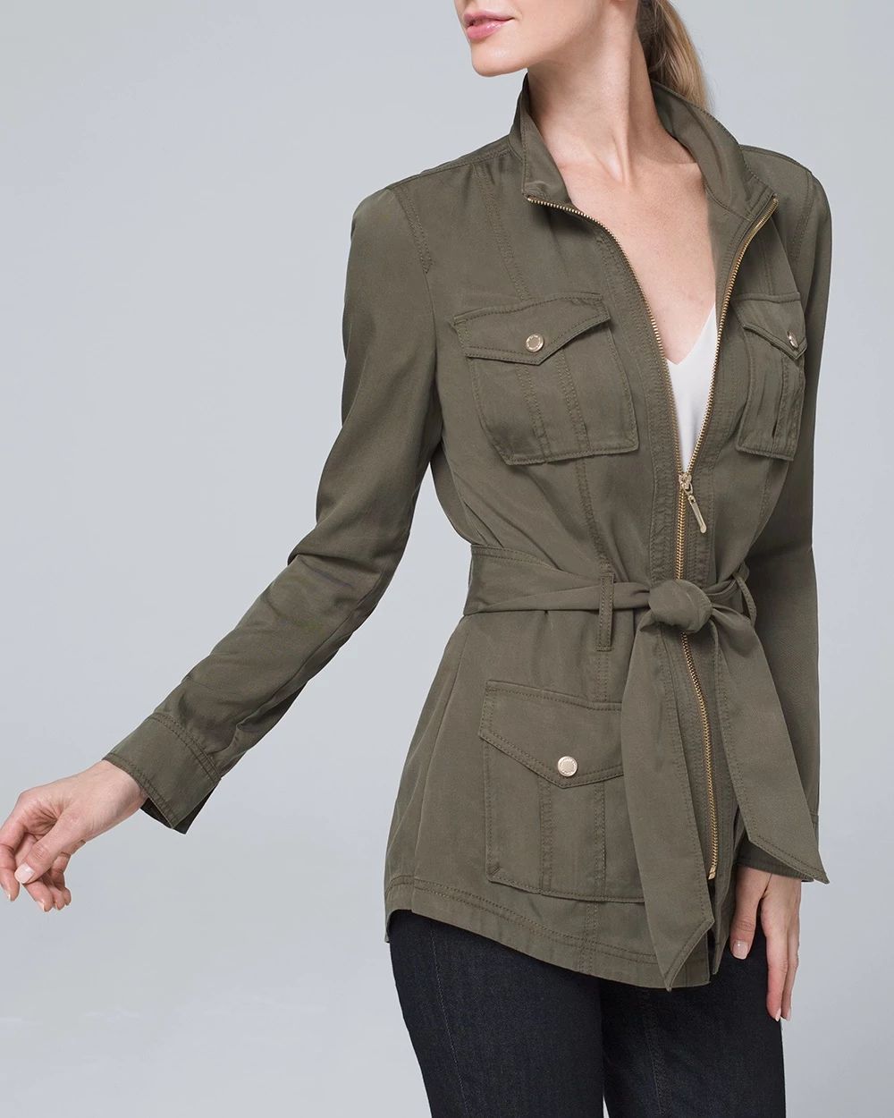 Petite Soft Utility Jacket with Removable Belt