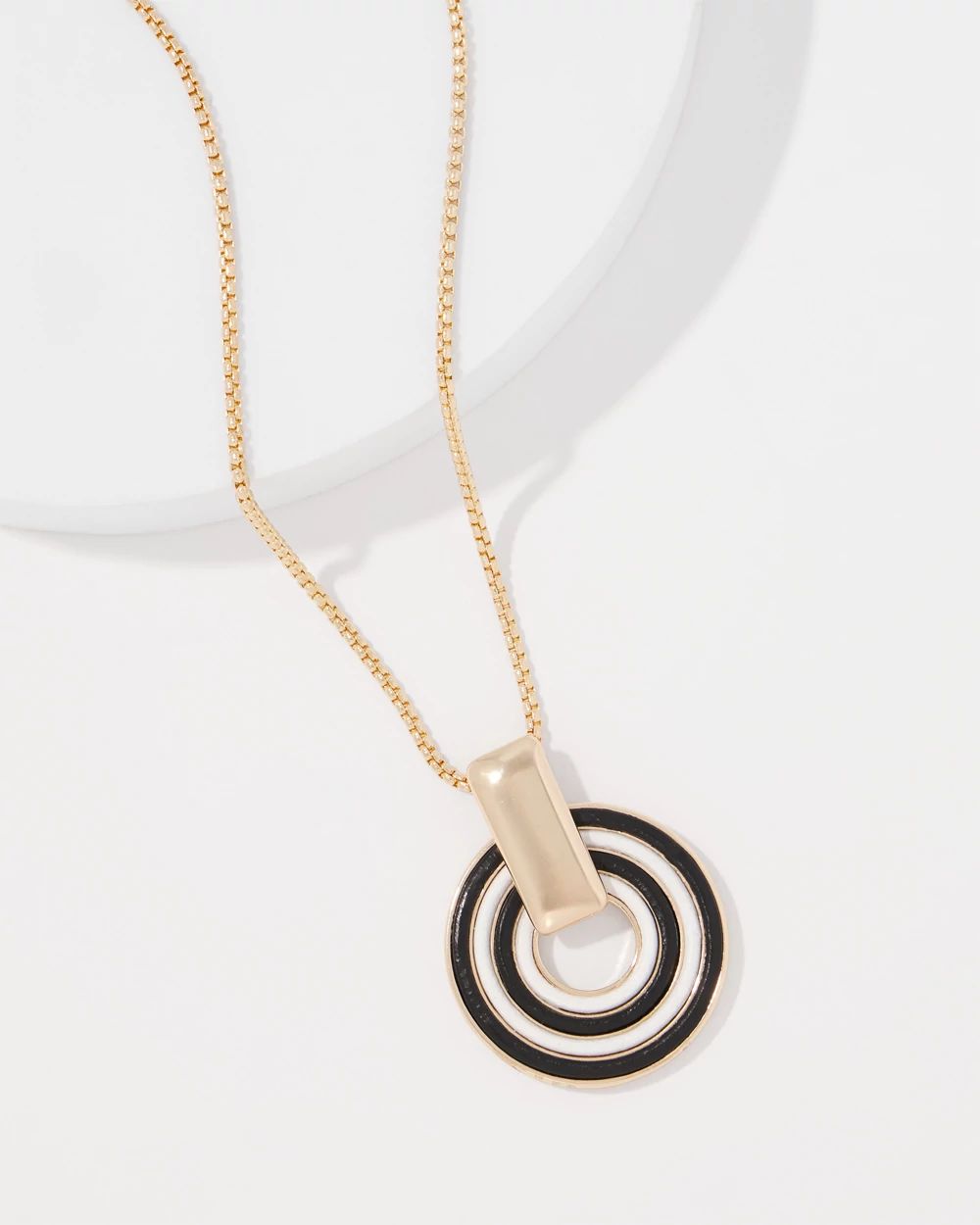 Gold Corded Inlay Pendant Necklace