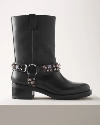Leather Moto Studded Boots