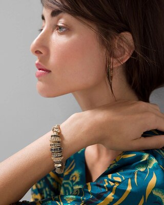Goldtone Rings Magnetic Bracelet