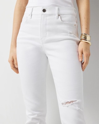 Petite High-Rise Distressed Straight Jeans click to view larger image.