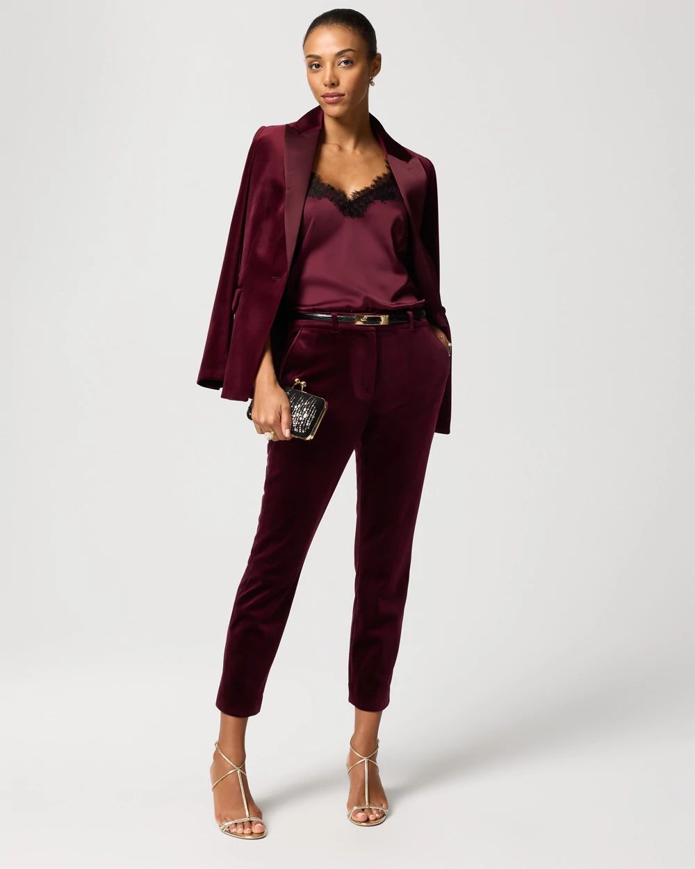 Elle Velvet Slim Ankle Pant click to view larger image.