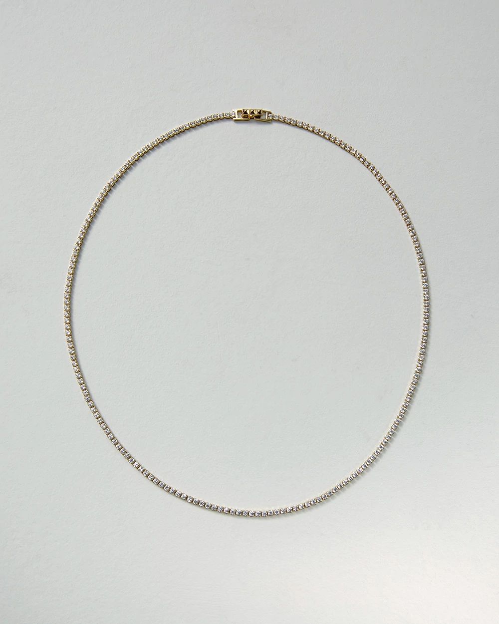 Gold Crystal Tennis Necklace click to view larger image.