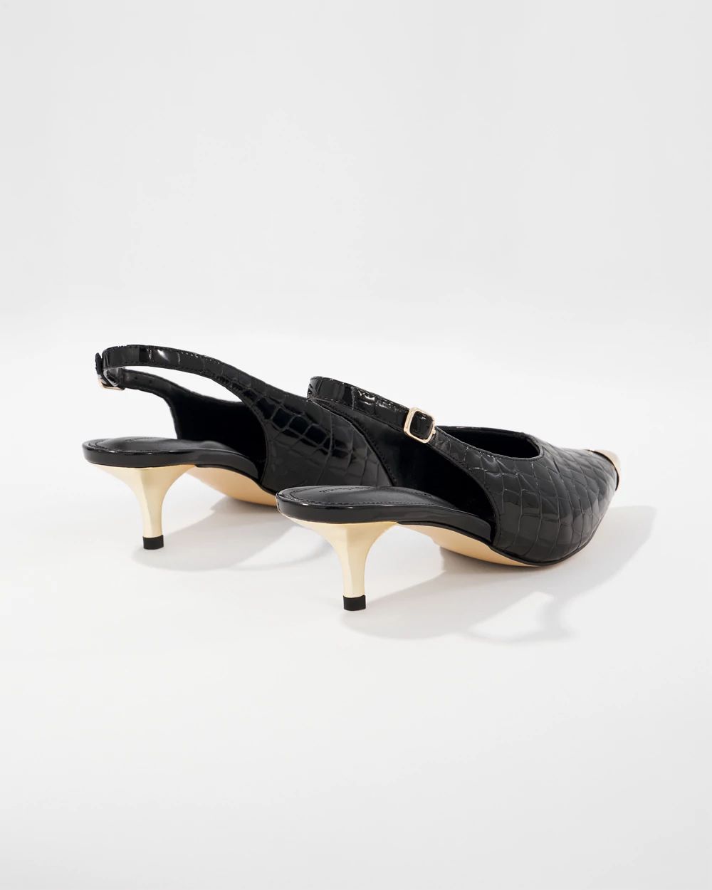 Capped Toe Faux Croc Slingback