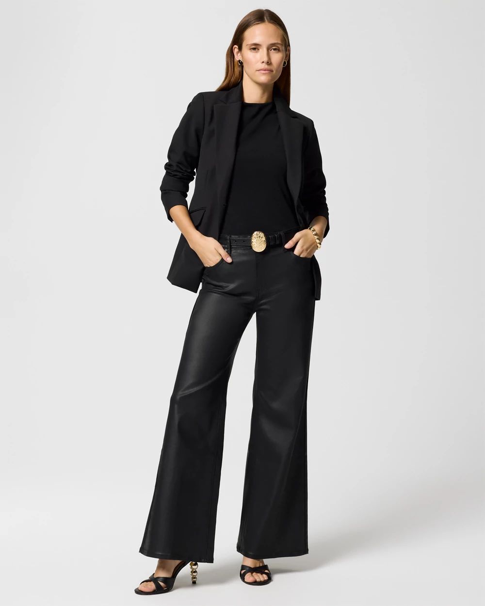 Coated Denim High Rise Wide Leg Jean click to view larger image.