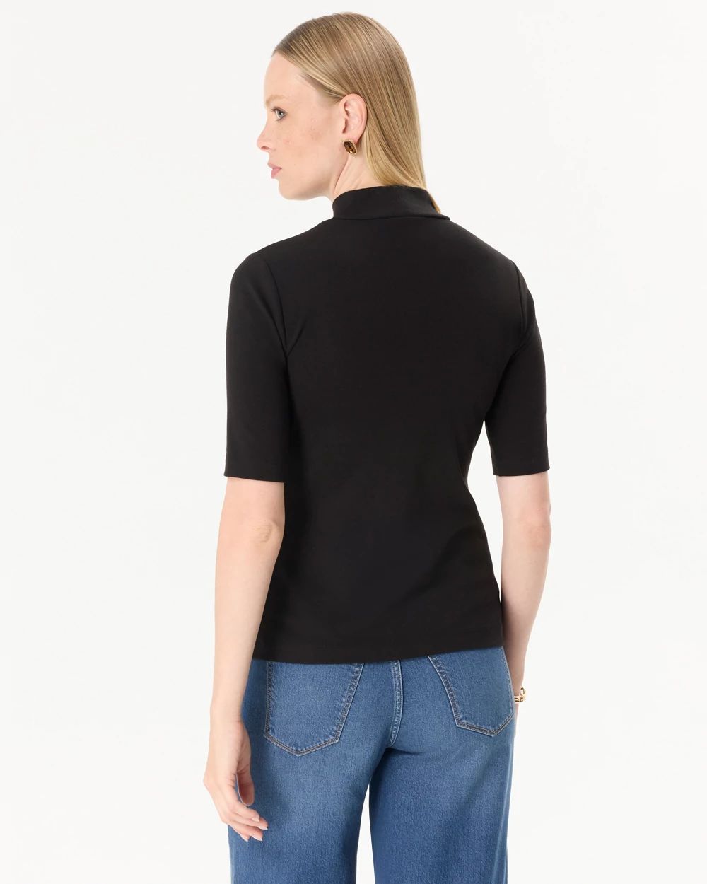 Mock Neck Elbow Sleeve Top click to view larger image.
