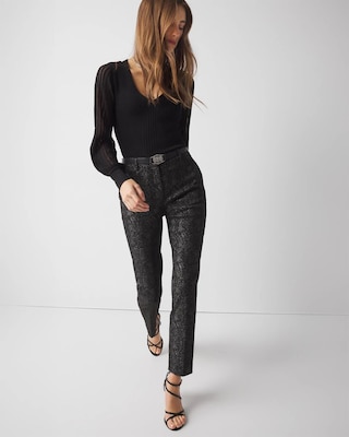 WHBM® Elle Slim Ankle Jacquard Pant click to view larger image.