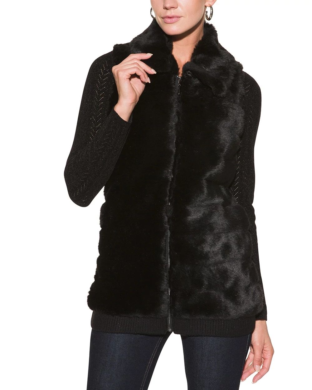 White house black market fur vest top