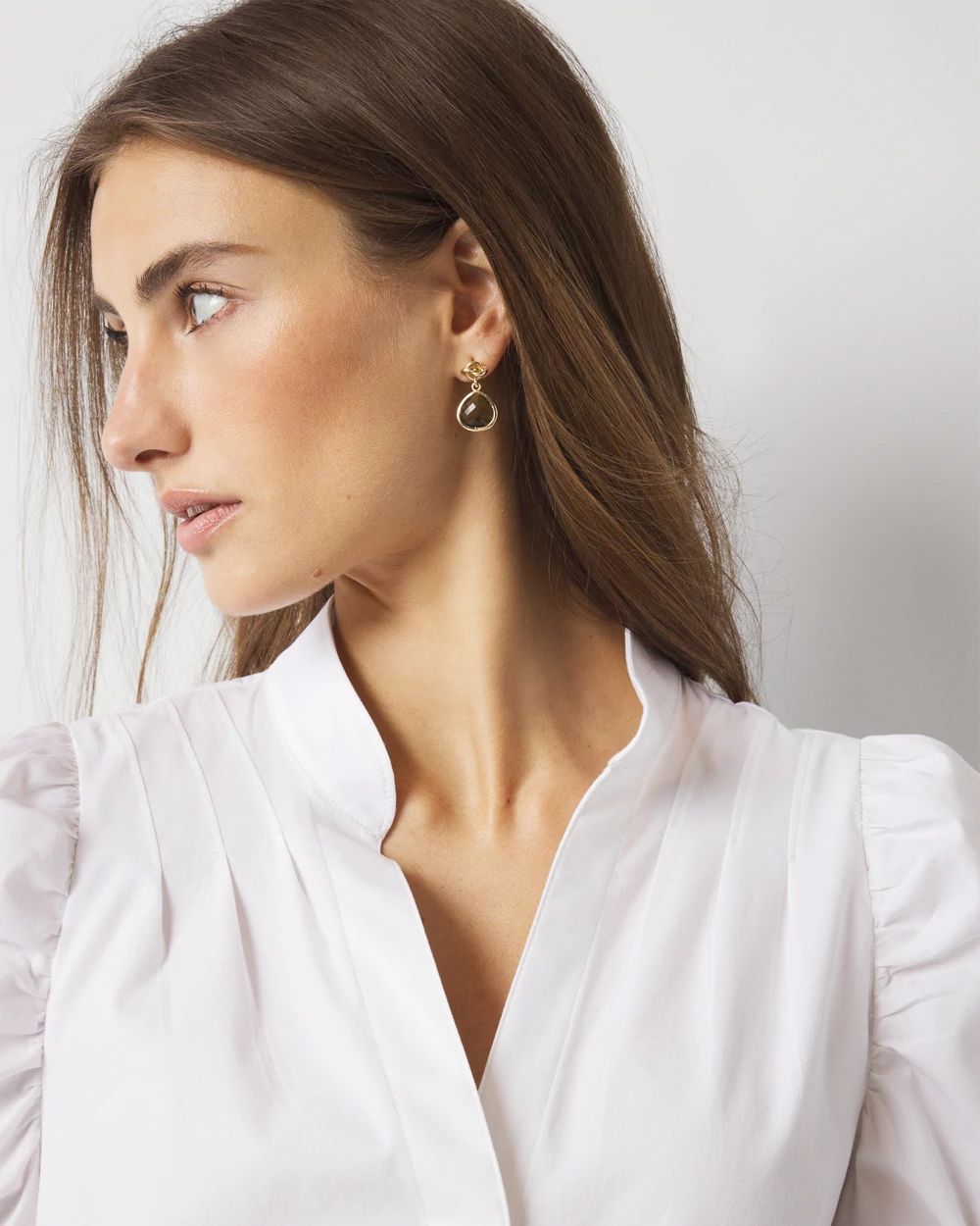Ruched Sleeve Poplin Blouse