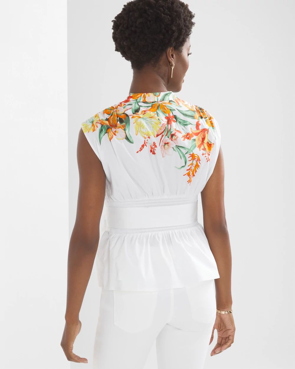 Short Sleeve Tie Waist Blouse