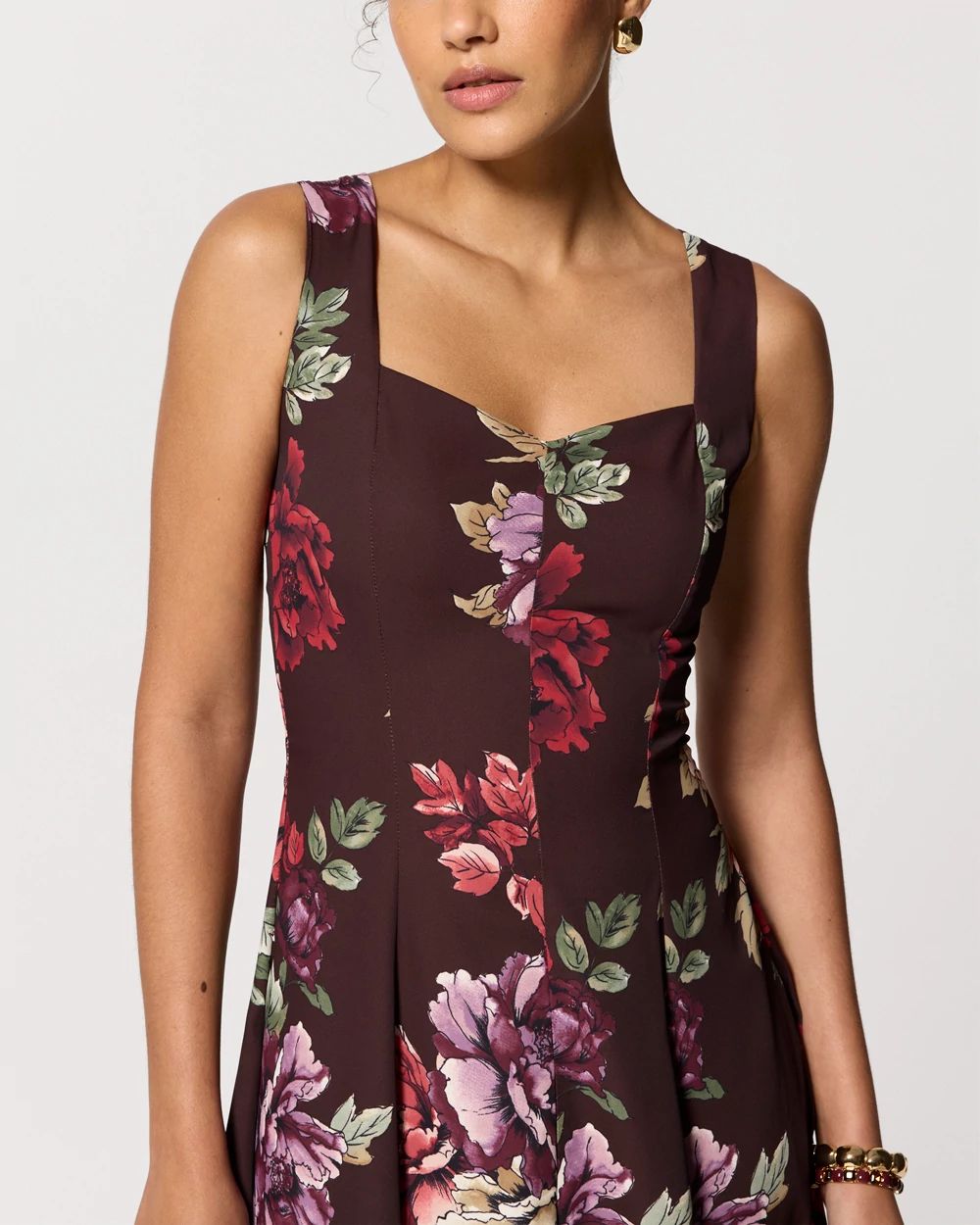 Petite Sweetheart Neck Crepe Midi Dress click to view larger image.