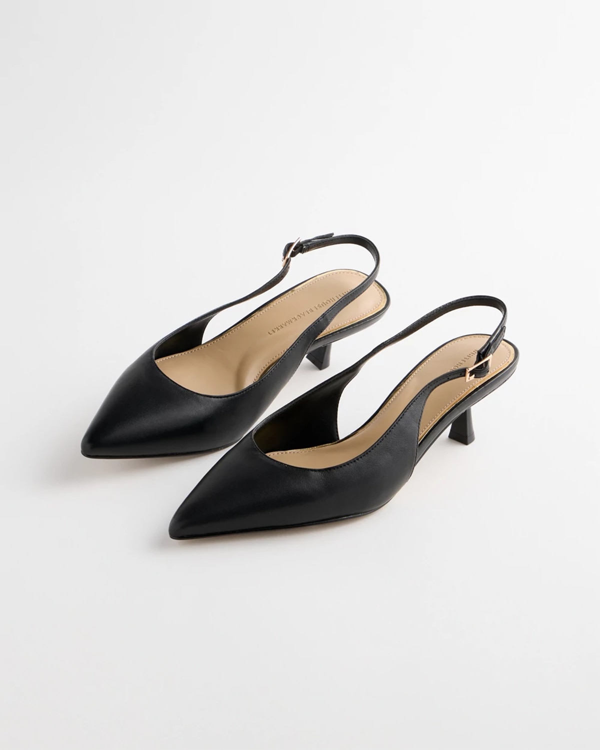 Women's Leather Slingback Kitten Heels in Black size 6 | White House Black Market