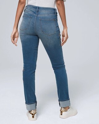 Mid-Rise Beaded Slim Ankle Jeans
