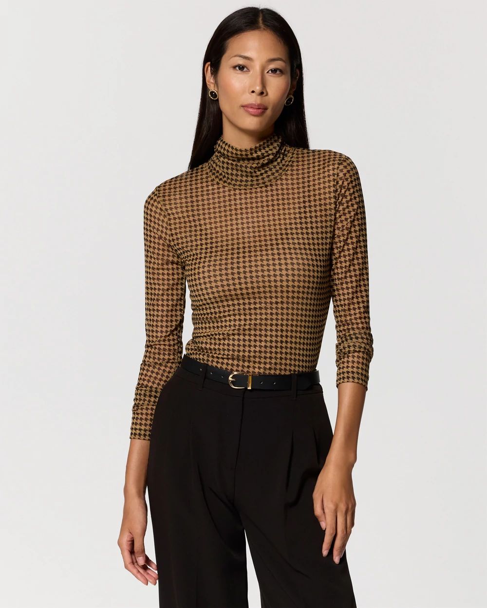 Long Sleeve Mesh Turtleneck