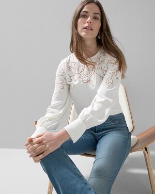 Laser-Cut Floral Blouse