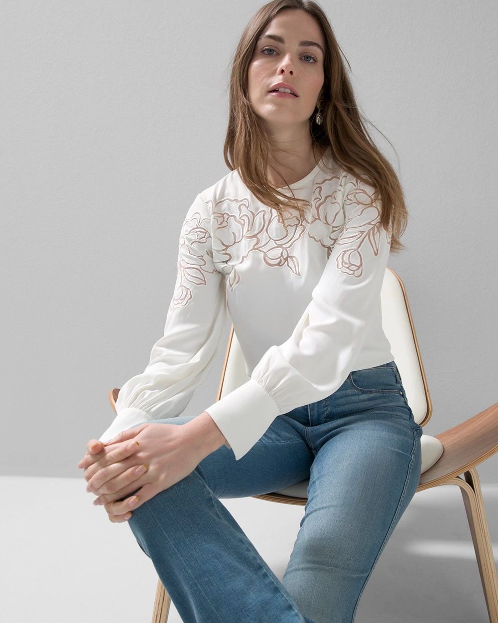 Laser-Cut Floral Blouse