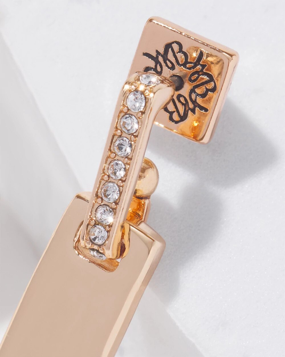 Gold Pave Link Drop Earrings - image 4