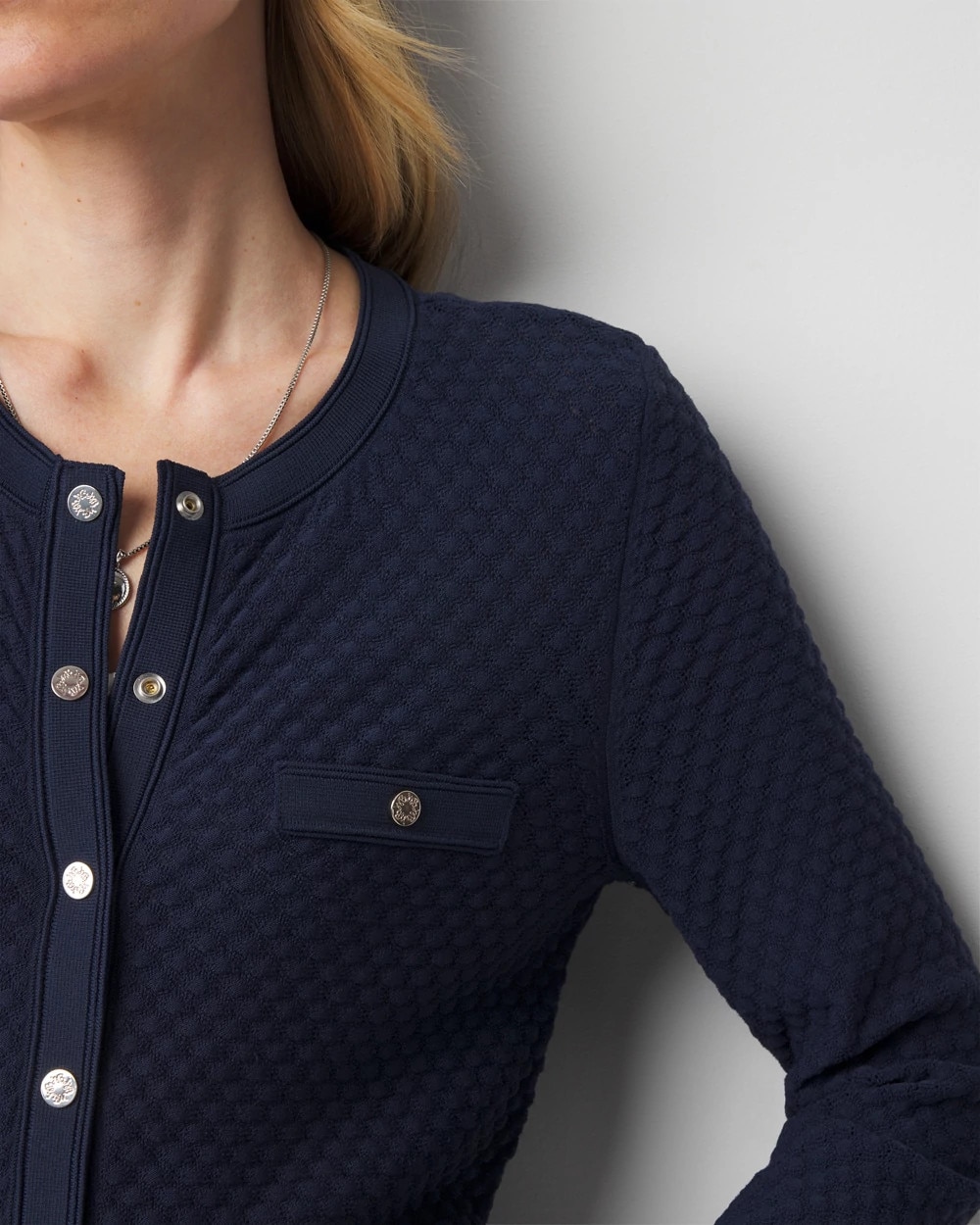 Novelty Stitch Crew Cardigan