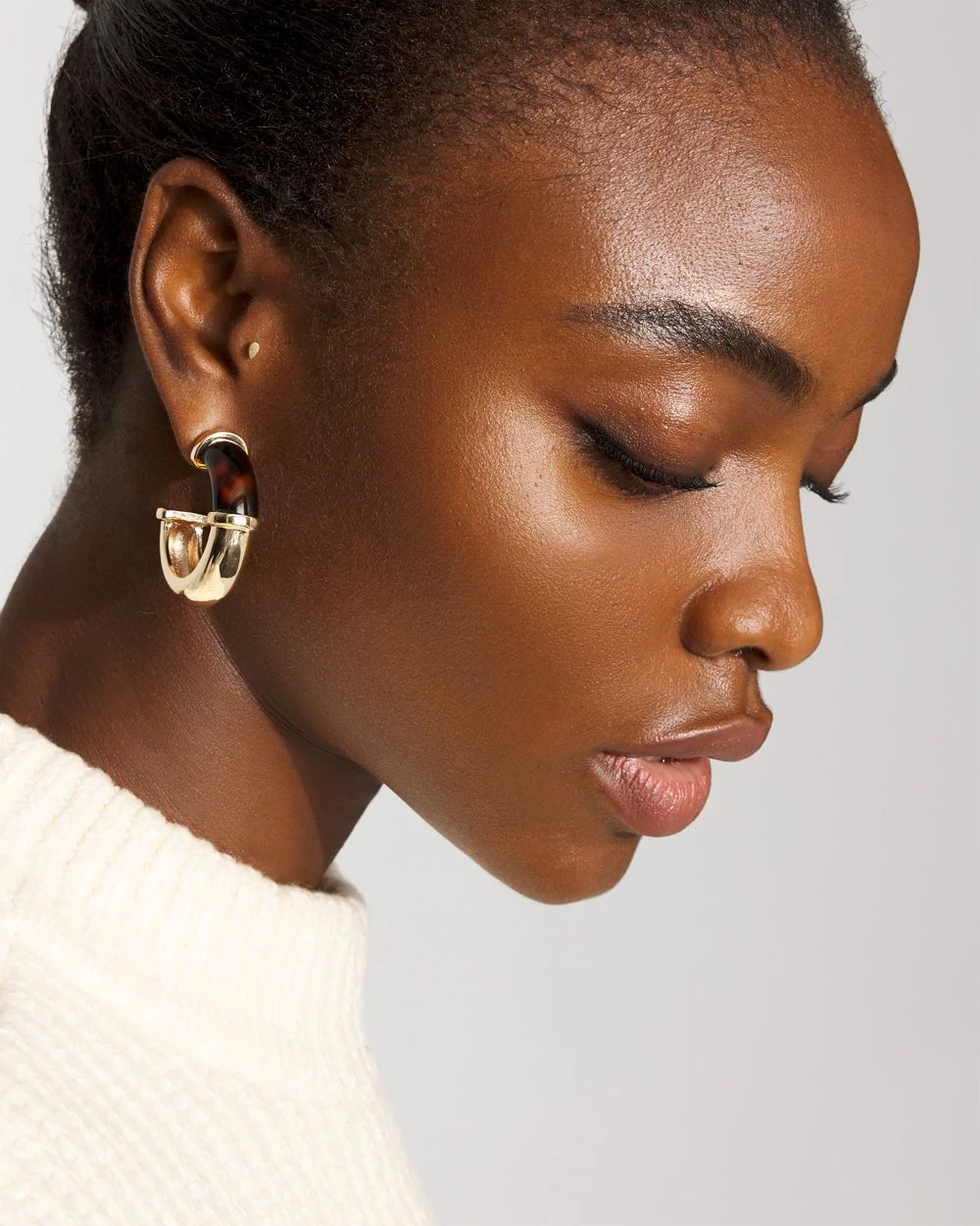 Gold and Tortoiseshell Hoop Earrings click to view larger image.