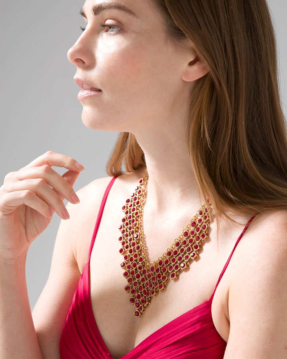 Red & Gold Waterfall Necklace