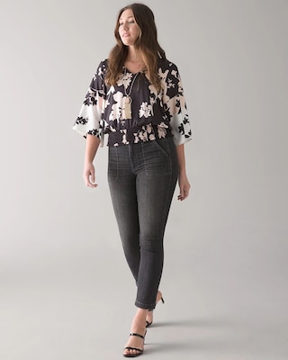 Curvy High-Rise Patch Pocket Straight Crop Jeans click to view larger image.