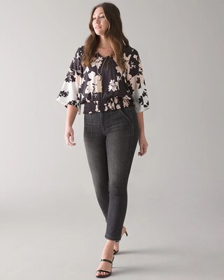 Curvy High-Rise Patch Pocket Straight Crop Jeans