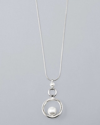 Glass Pearl Circle Pendant Necklace