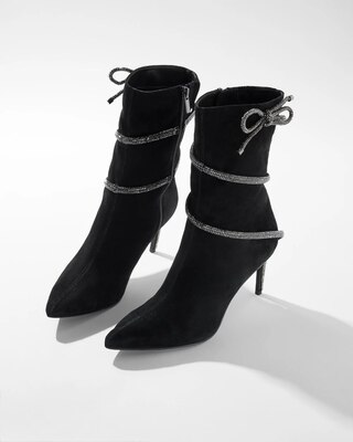 Crystal Bow Heel Bootie