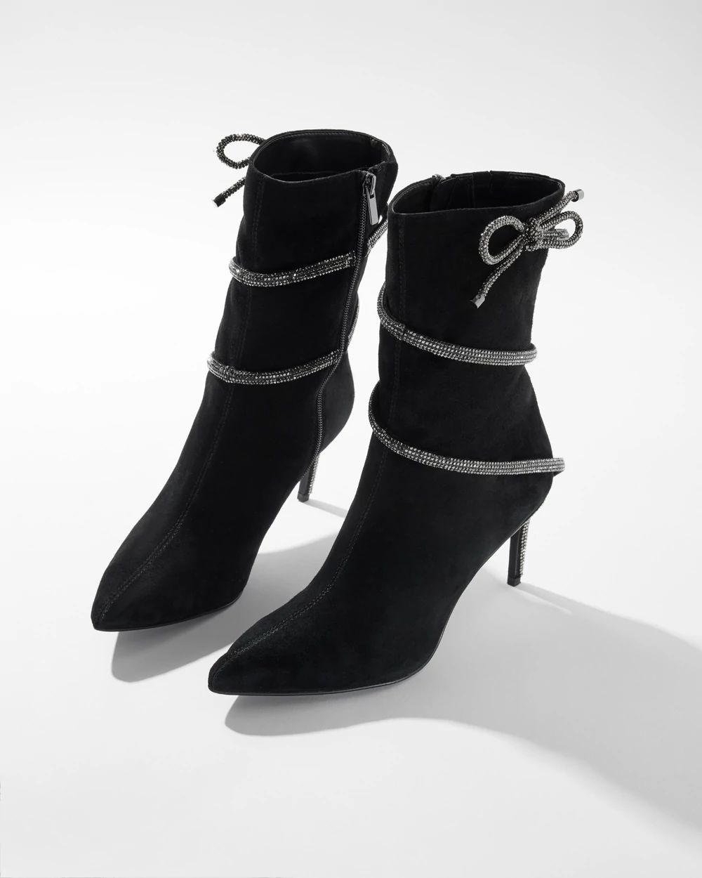 Crystal Bow Heel Bootie