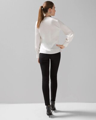 Smocked Shoulder Satin Blouse