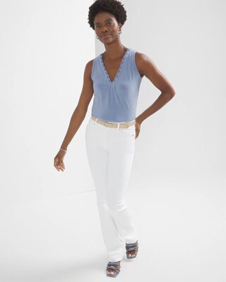 Matte Jersey Lace Notch Neck Tank