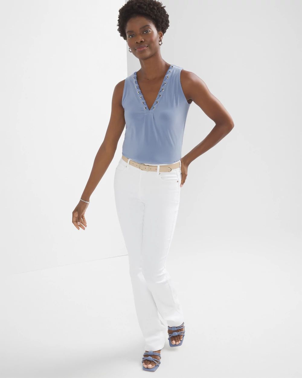 Matte Jersey Lace Notch Neck Tank