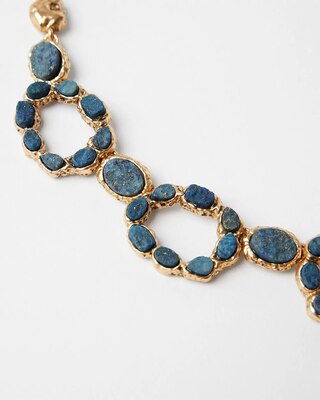 Goldtone and Blue Singlestrand Necklace