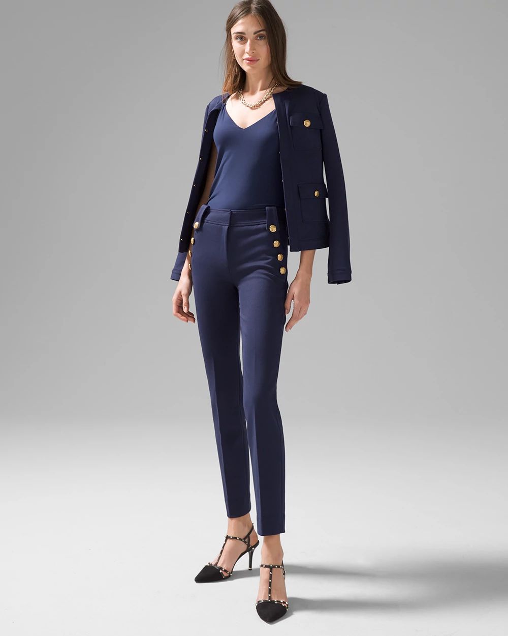 WHBM® Jolie Button Straight Luxe Stretch Pant