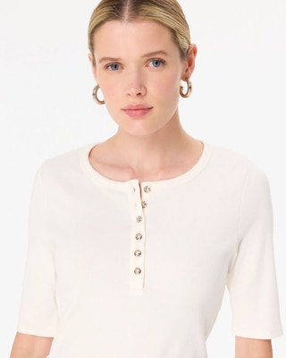 Elbow Sleeve Henley Top click to view larger image.