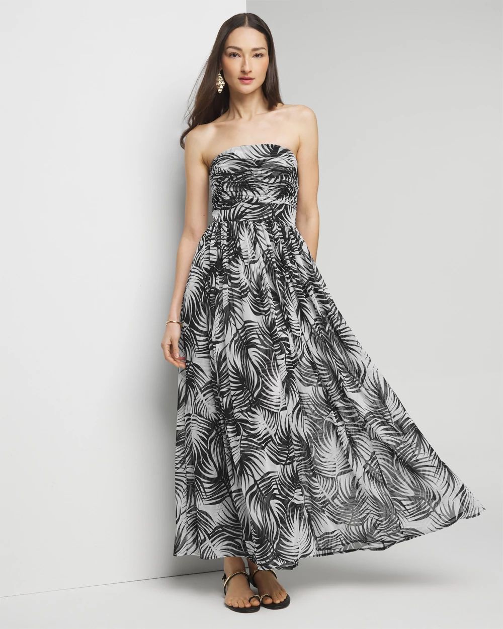 Strapless Mesh Maxi Dress