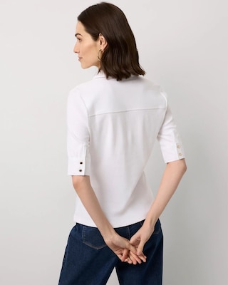 Poplin Detail Knit Polo Henley click to view larger image.